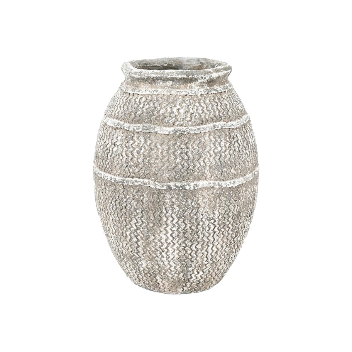 40cm Grey Distressed Cement Vase – image 1