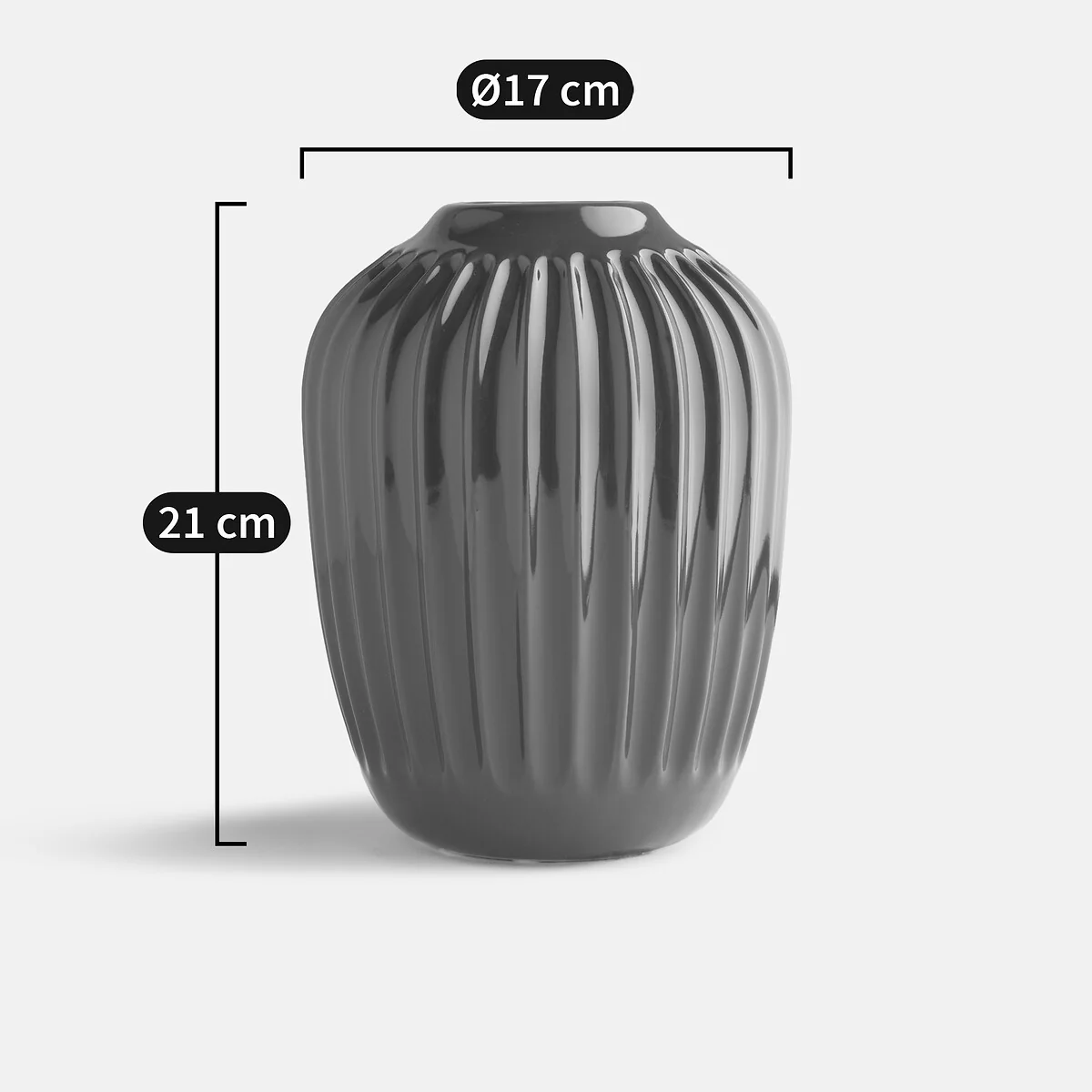 Estria Grooved Ceramic Vase, H21cm – image 5