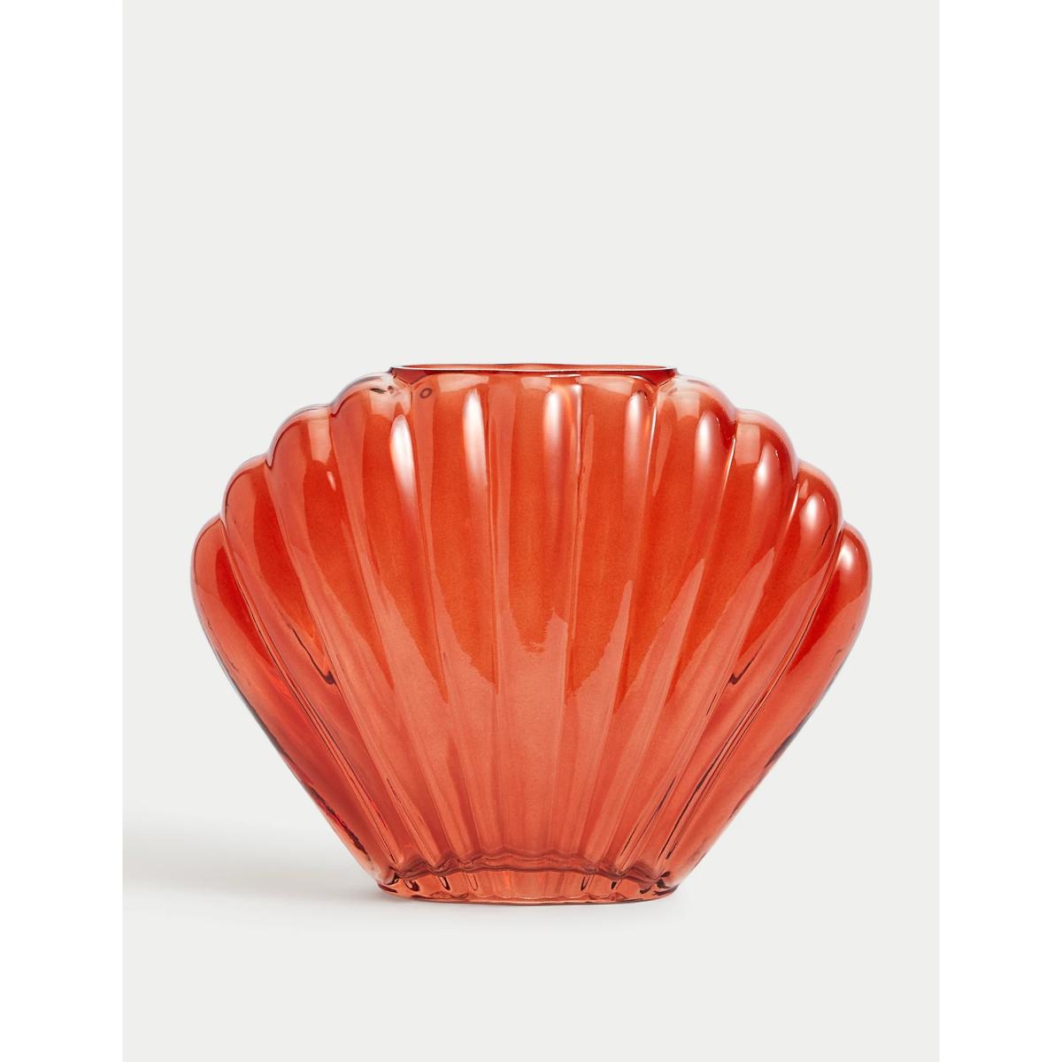 M&S Shell Glass Vase - Orange, Orange – image 2