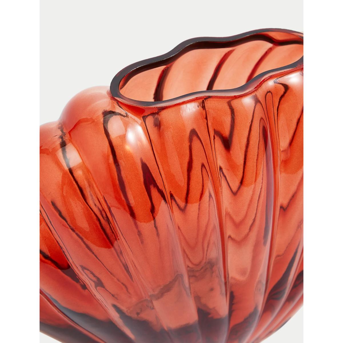M&S Shell Glass Vase - Orange, Orange – image 3