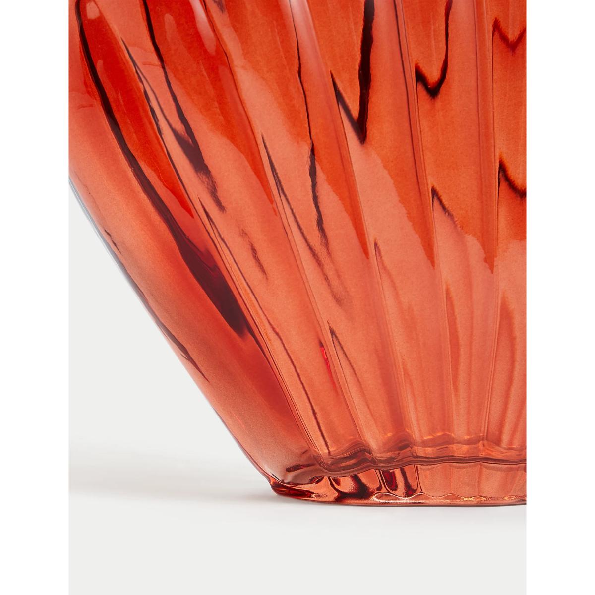 M&S Shell Glass Vase - Orange, Orange – image 4