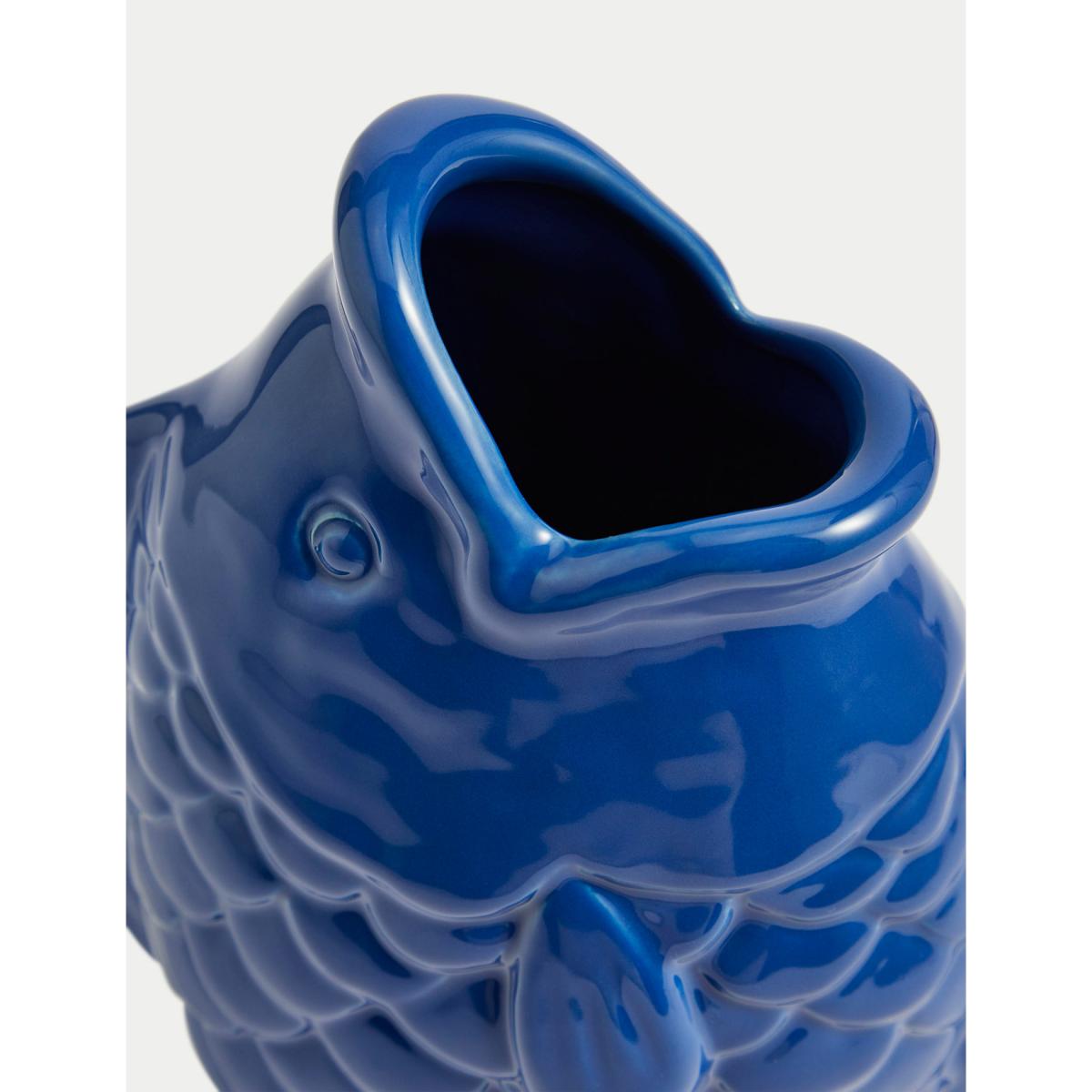 M&S Ceramic Fish Vase - Blue, Blue – image 2