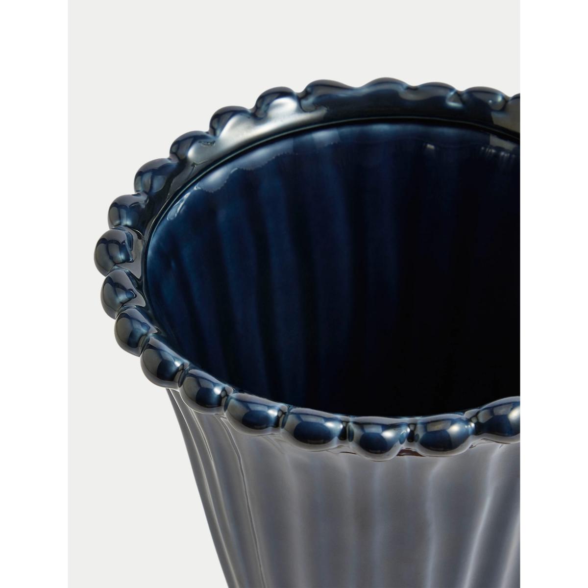 M&S Ceramic Bobble Trim Vase - Blue, Blue – image 2