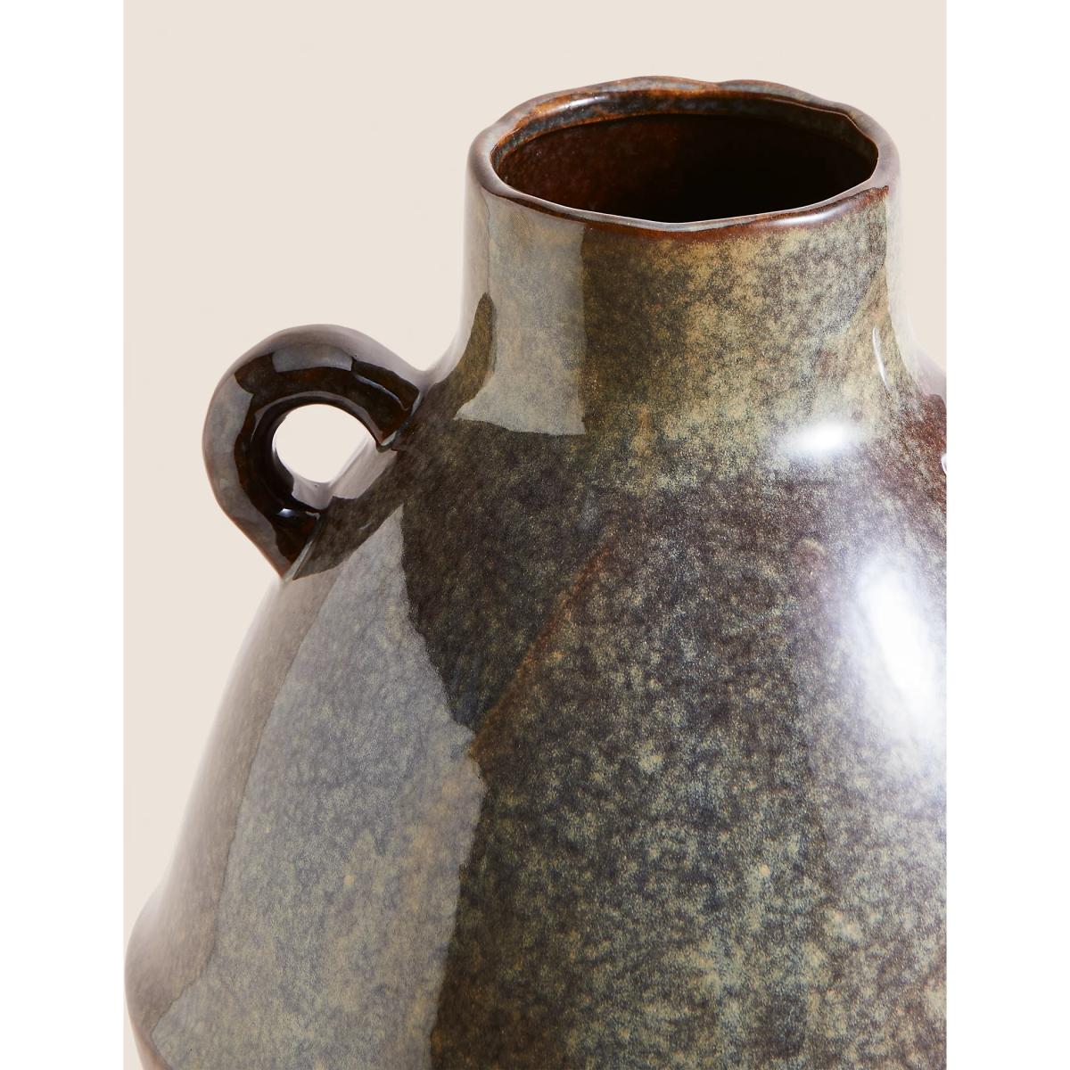 M&S Large Reactive Glazed Vase - Black, Black – image 3