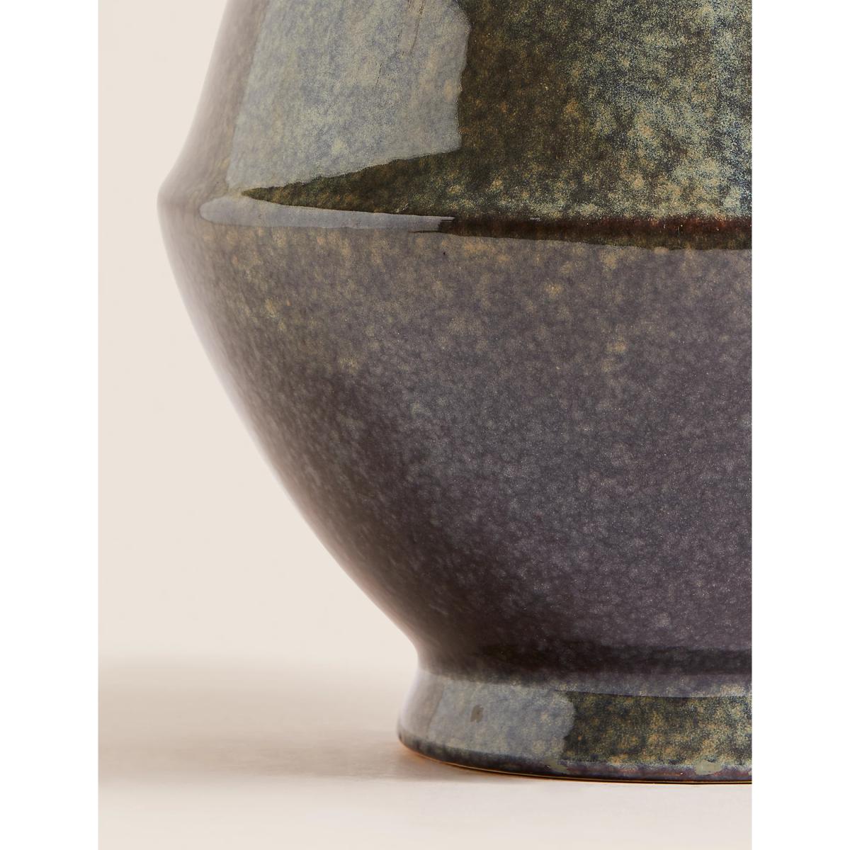 M&S Large Reactive Glazed Vase - Black, Black – image 6