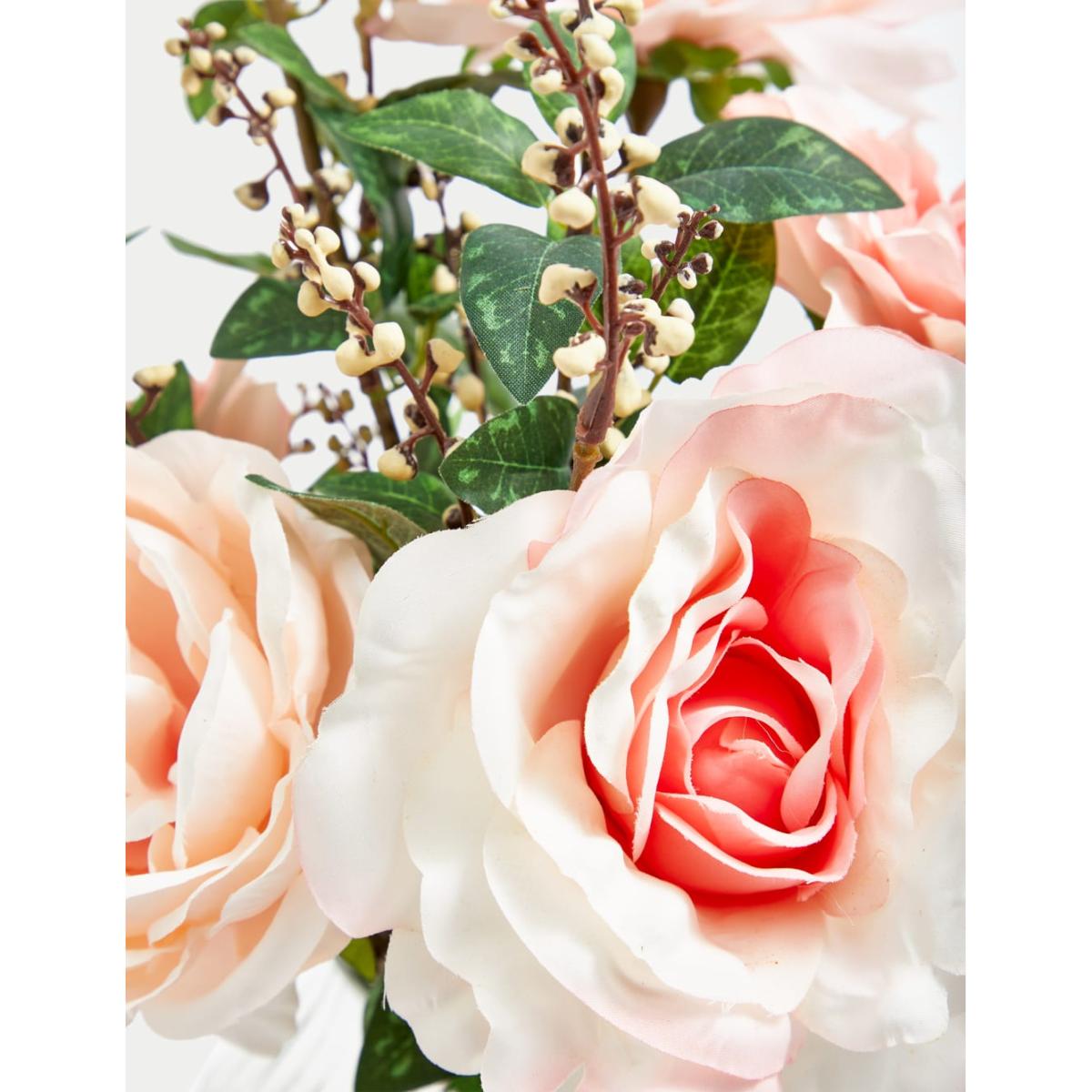 Moss & Sweetpea Artificial Bouquet in Glass Vase - White, White,Pink – image 4