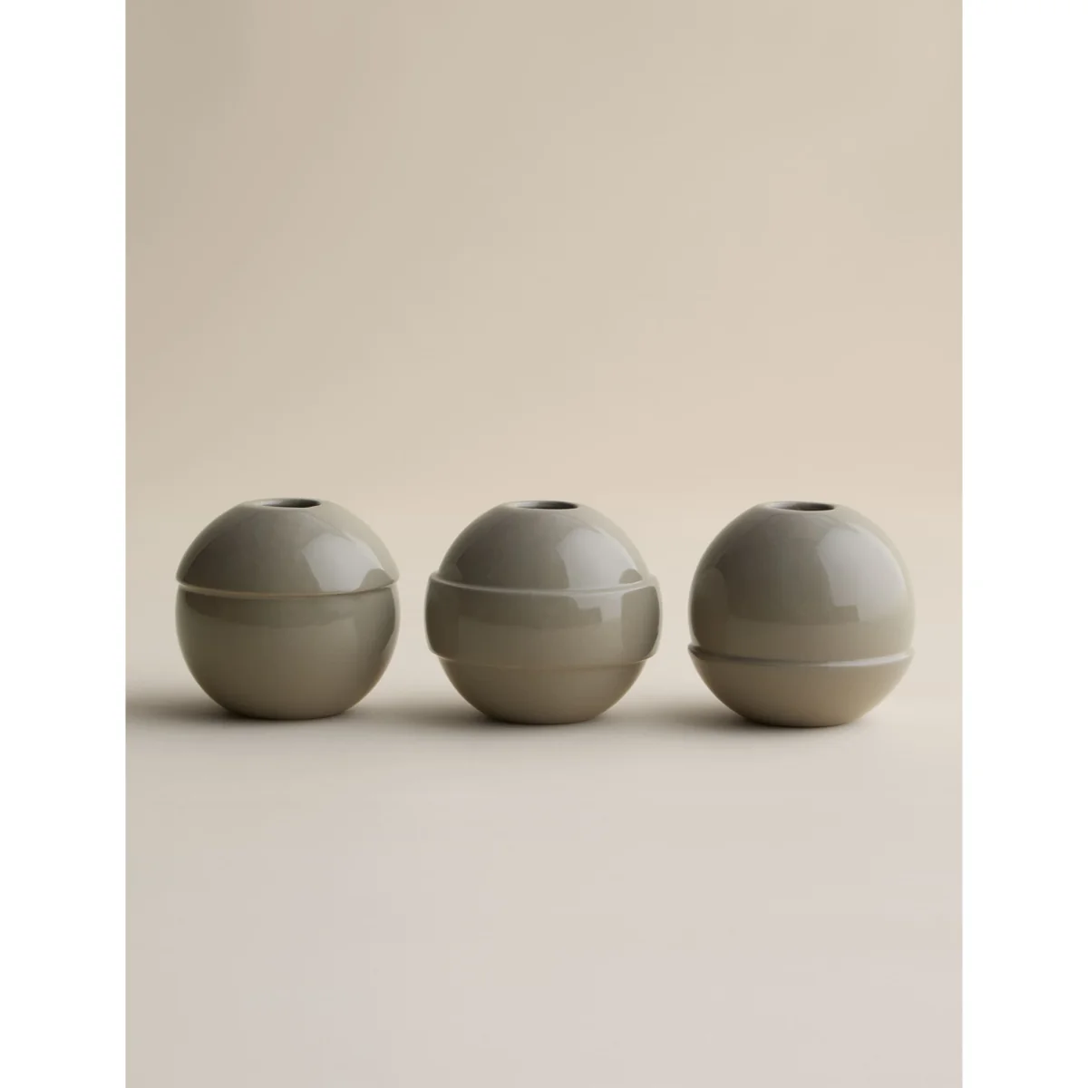 M&S X Kelly Hoppen Set of 3 Round Bud Vases Taupe – image 2