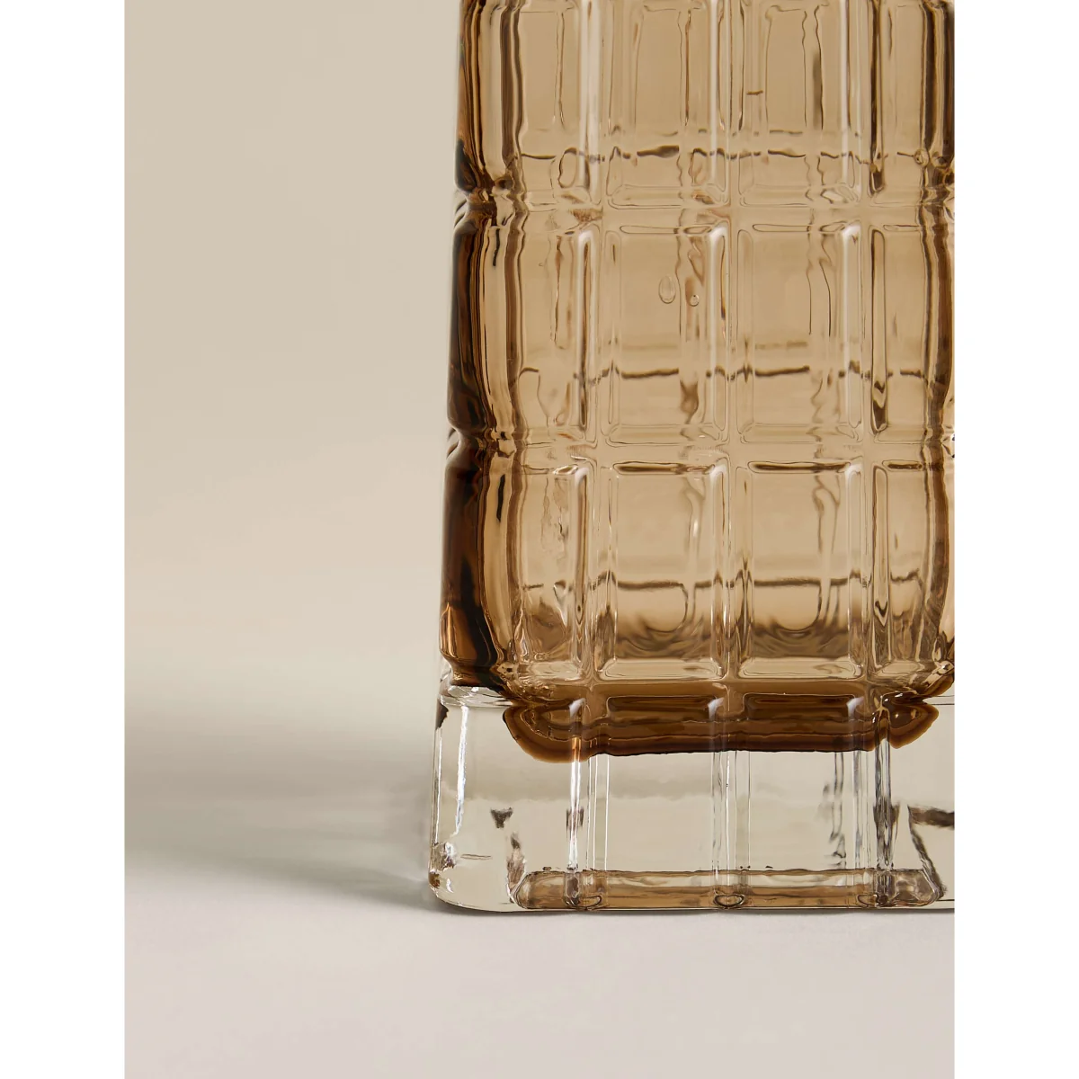 M&S Rectangular Textured Tinted Glass Vase Brown – image 3