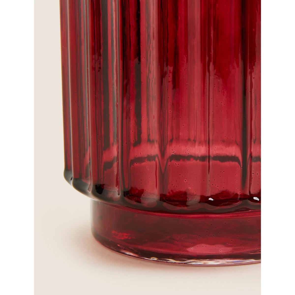 M&S Medium Ridged Vase - Red, Red – image 3