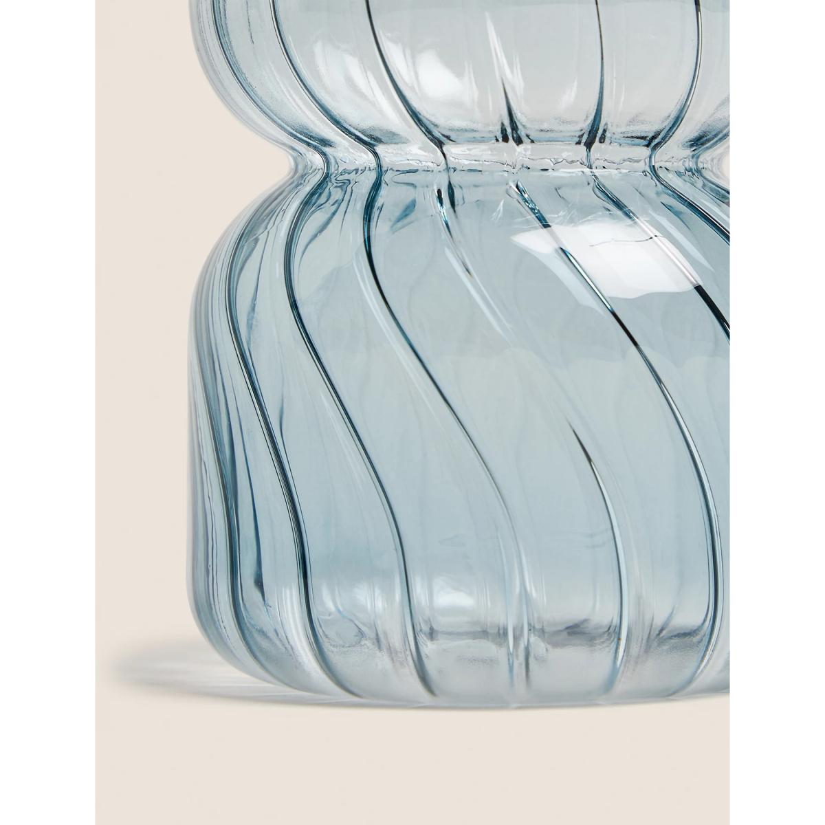M&S Small Ridged Vase - Blue, Blue – image 3