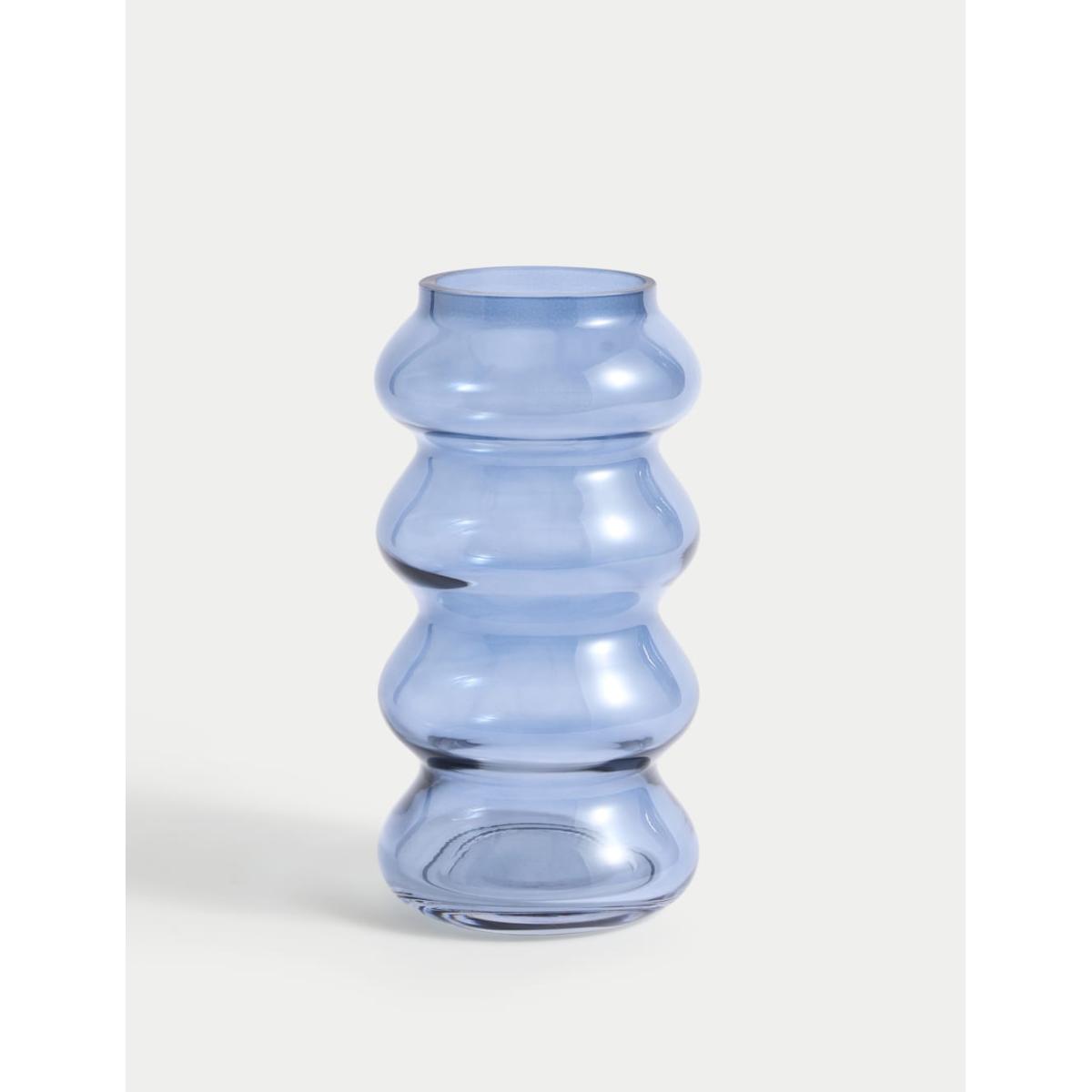 M&S Collection Wave Glass Vase, Blue – image 3