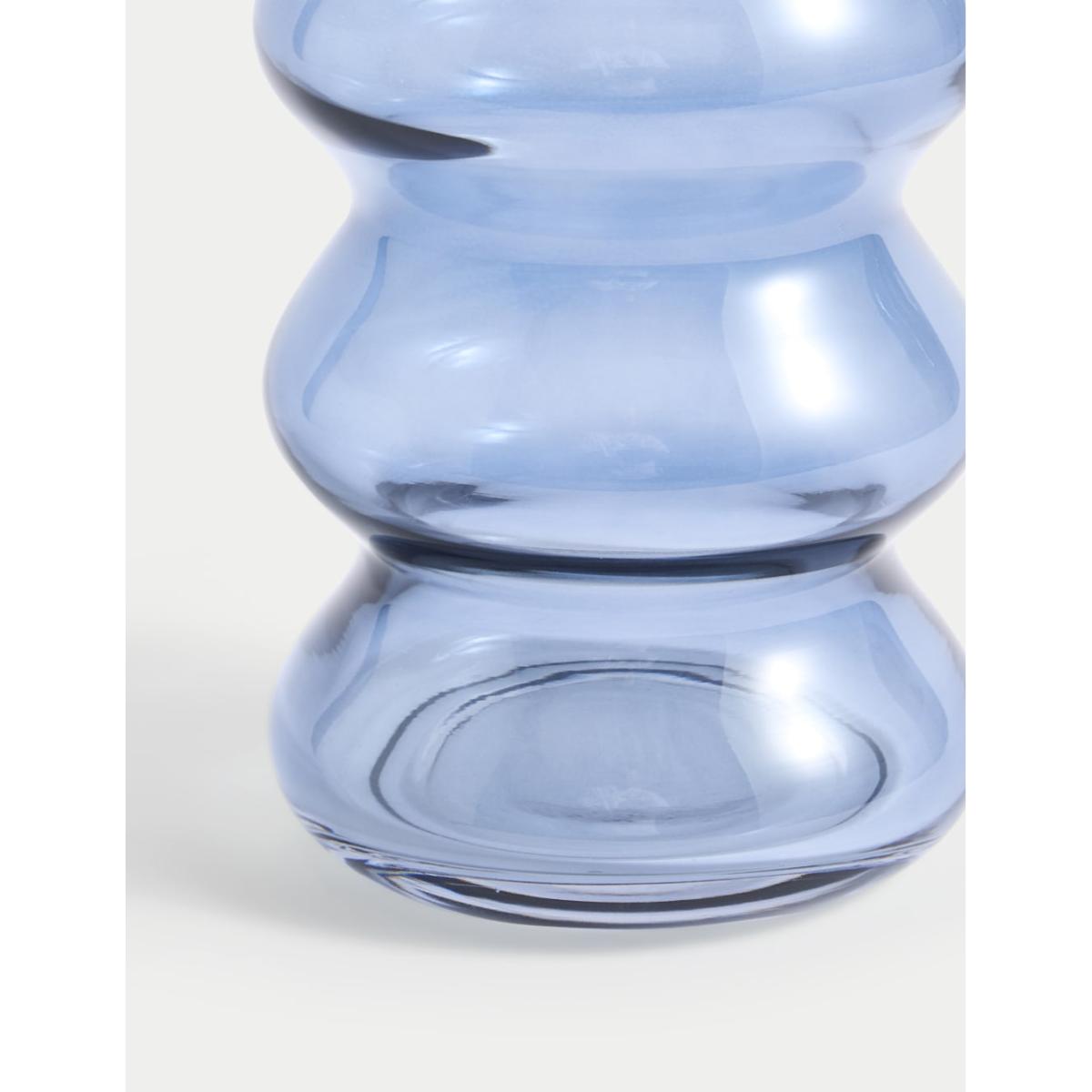 M&S Collection Wave Glass Vase, Blue – image 5