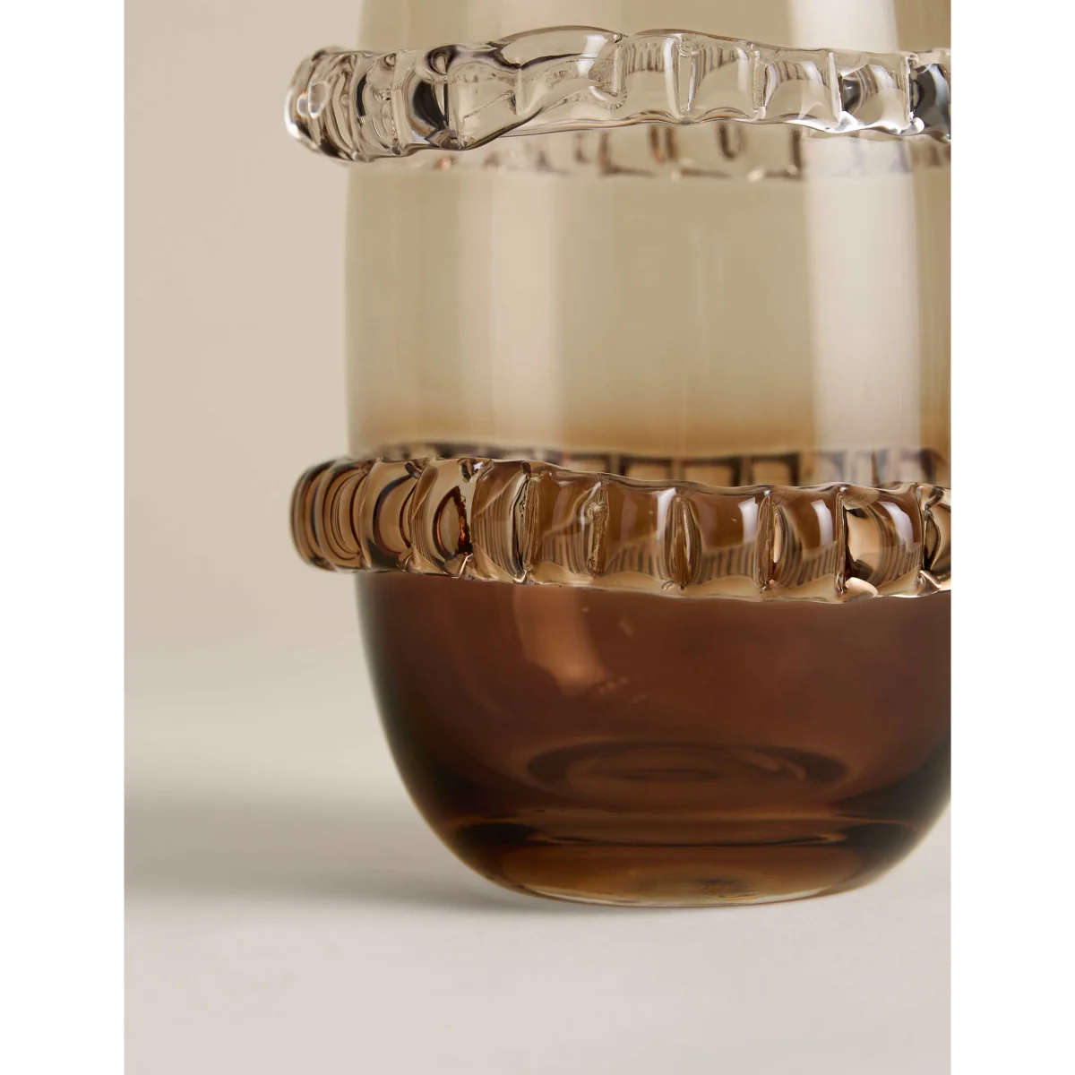 M&S Smoked Glass Textured Frill Vase Brown – image 3