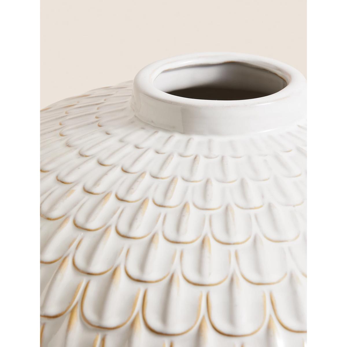 M&S Large Textured Vase - White, White – image 3