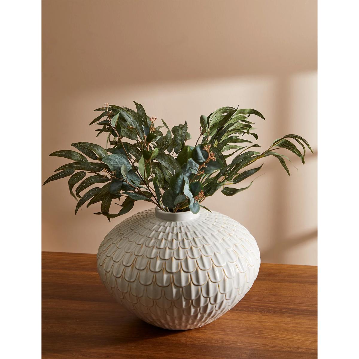 M&S Large Textured Vase - White, White – image 4