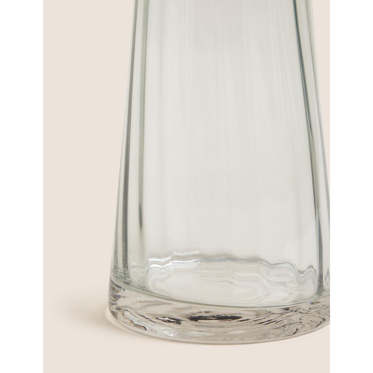 M&S Large Ridged Glass Tapered Vase - Blue, Blue – image 2