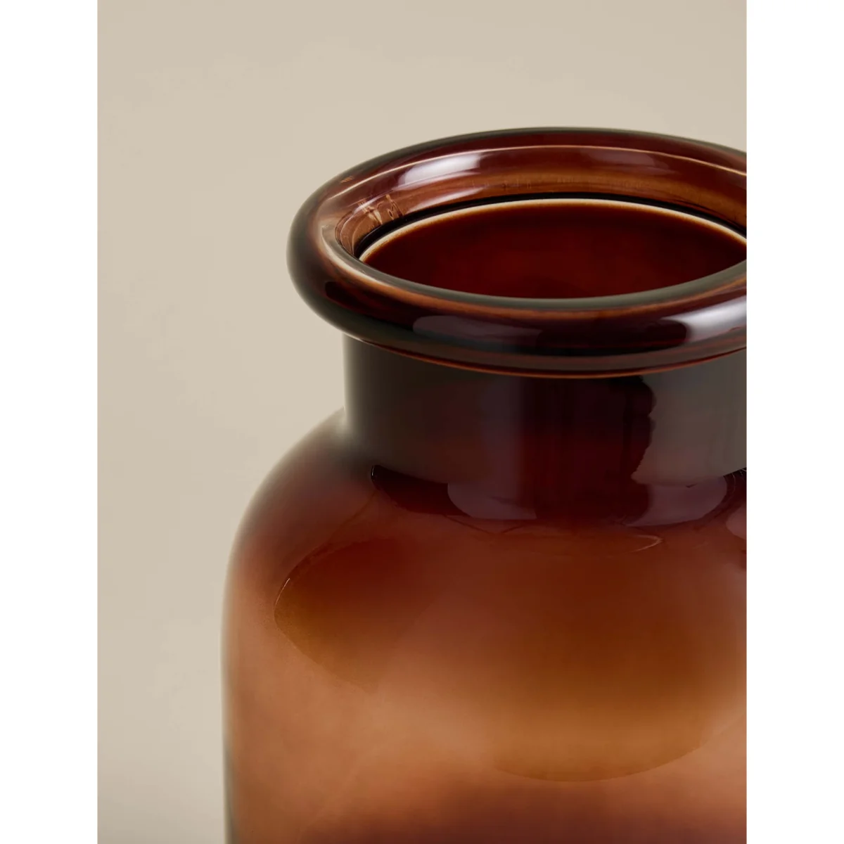 M&S Smoked Glass Large Roll Top Apothecary Vase Brown – image 2