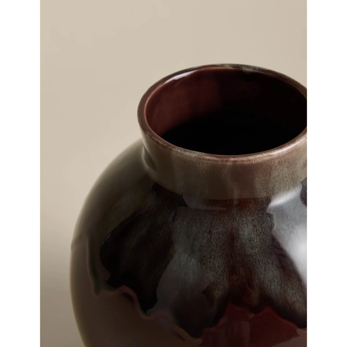M&S Medium Reactive Glaze Ceramic Rounded Vase Purple – image 2