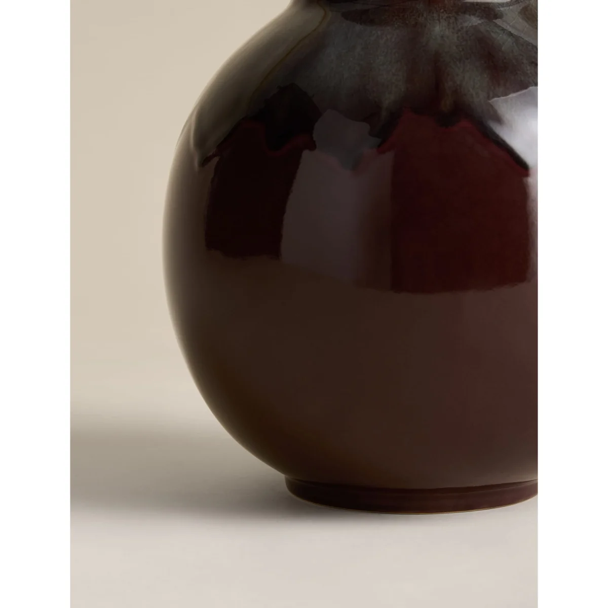 M&S Medium Reactive Glaze Ceramic Rounded Vase Purple – image 3