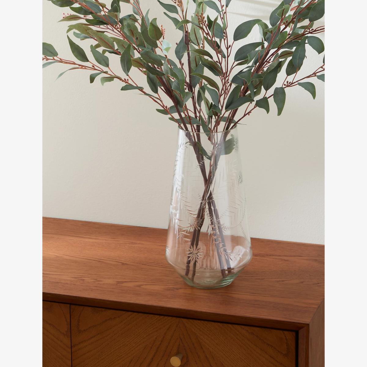 M&S Etched Glass Vase - Clear, Clear – image 1