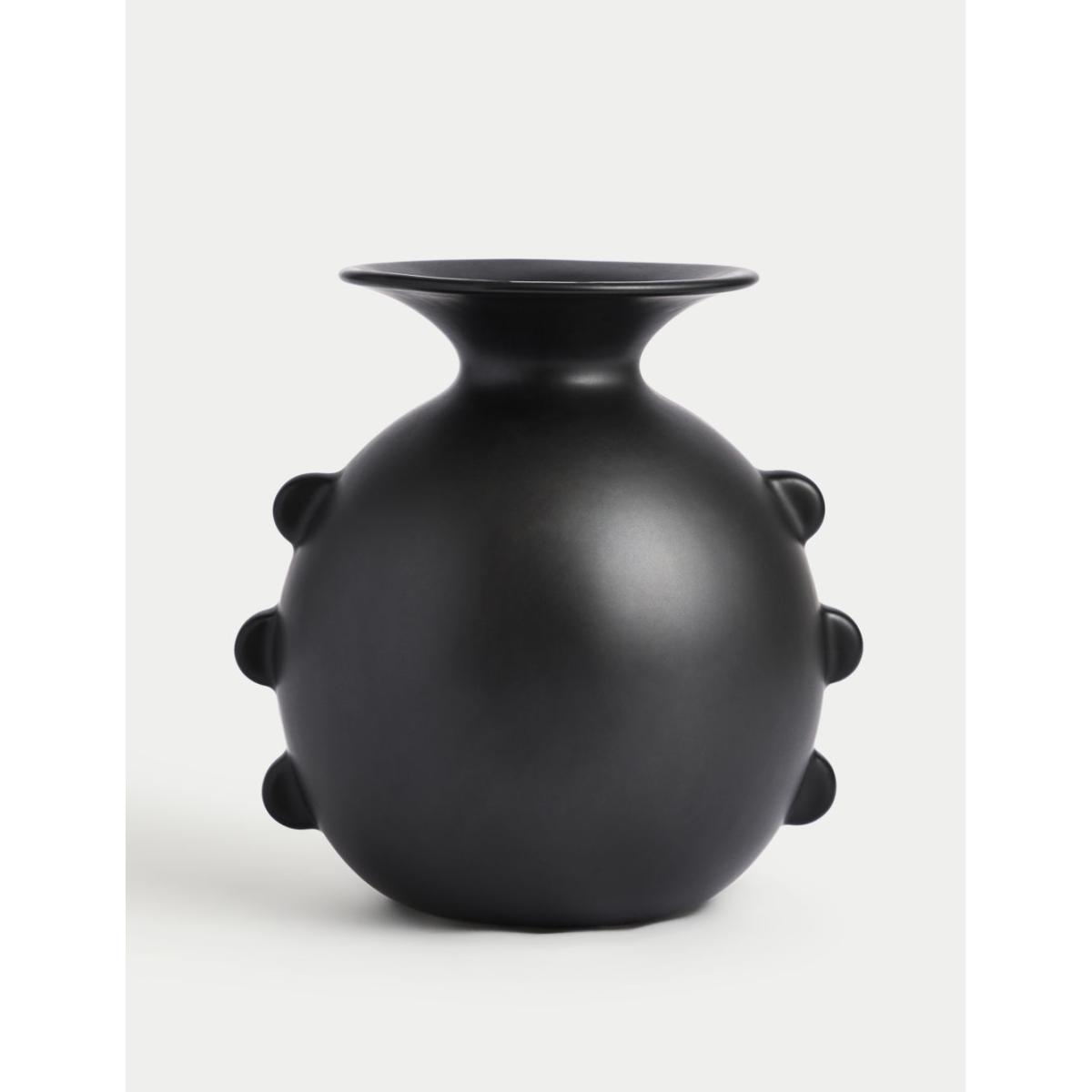 M&S X Kelly Hoppen Scallop Edge Ceramic Bouquet Vase - Black, Black – image 2
