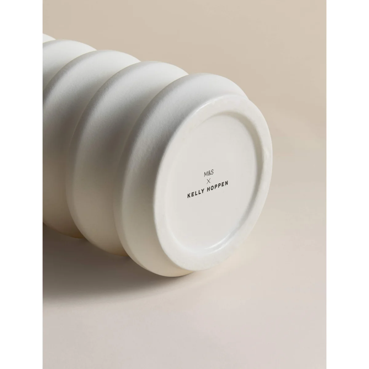 M&S X Kelly Hoppen Tall Ribbed Ceramic Vase White – image 6