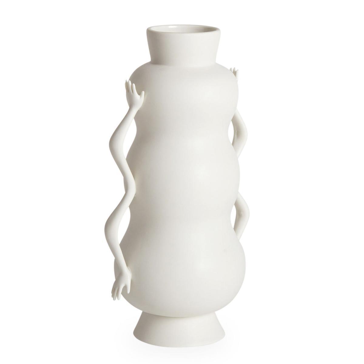 Eve Triple Bulb Vase - / Handles in the shape of hands by Jonathan Adler White – image 2