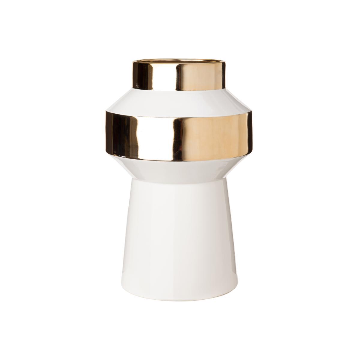 Object Medium Vase - / Ø 24.5 x H 38 cm - Porcelain by Pols Potten White/Gold – image 1