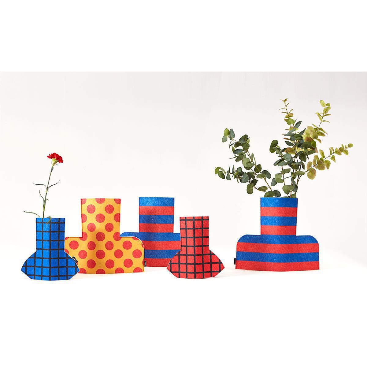 Flower Power Large Vase cover - / H 35 cm - Felt by Sancal Blue/Yellow/Red/Multicoloured – image 2