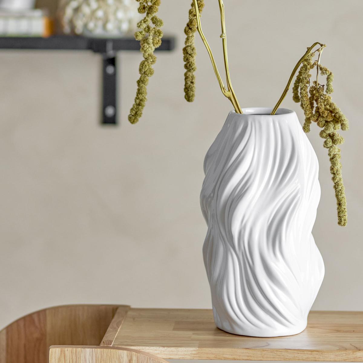 Sanak Vase ceramic white / Ø 14 x H 26 cm - Bloomingville – image 3