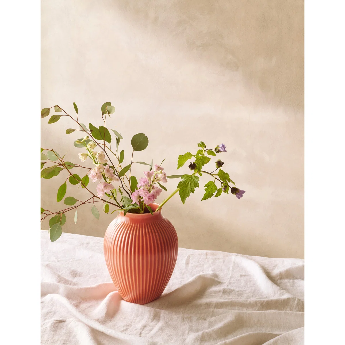 Knabstrup Keramik Knabstrup vase ribbed 27 cm Coral – image 2