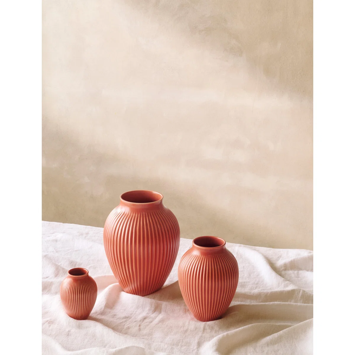 Knabstrup Keramik Knabstrup vase ribbed 27 cm Coral – image 3
