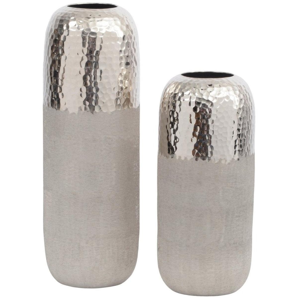 Libra Fuse Hammered and Brushed Large Vase in Silver Finish | Outlet – image 2