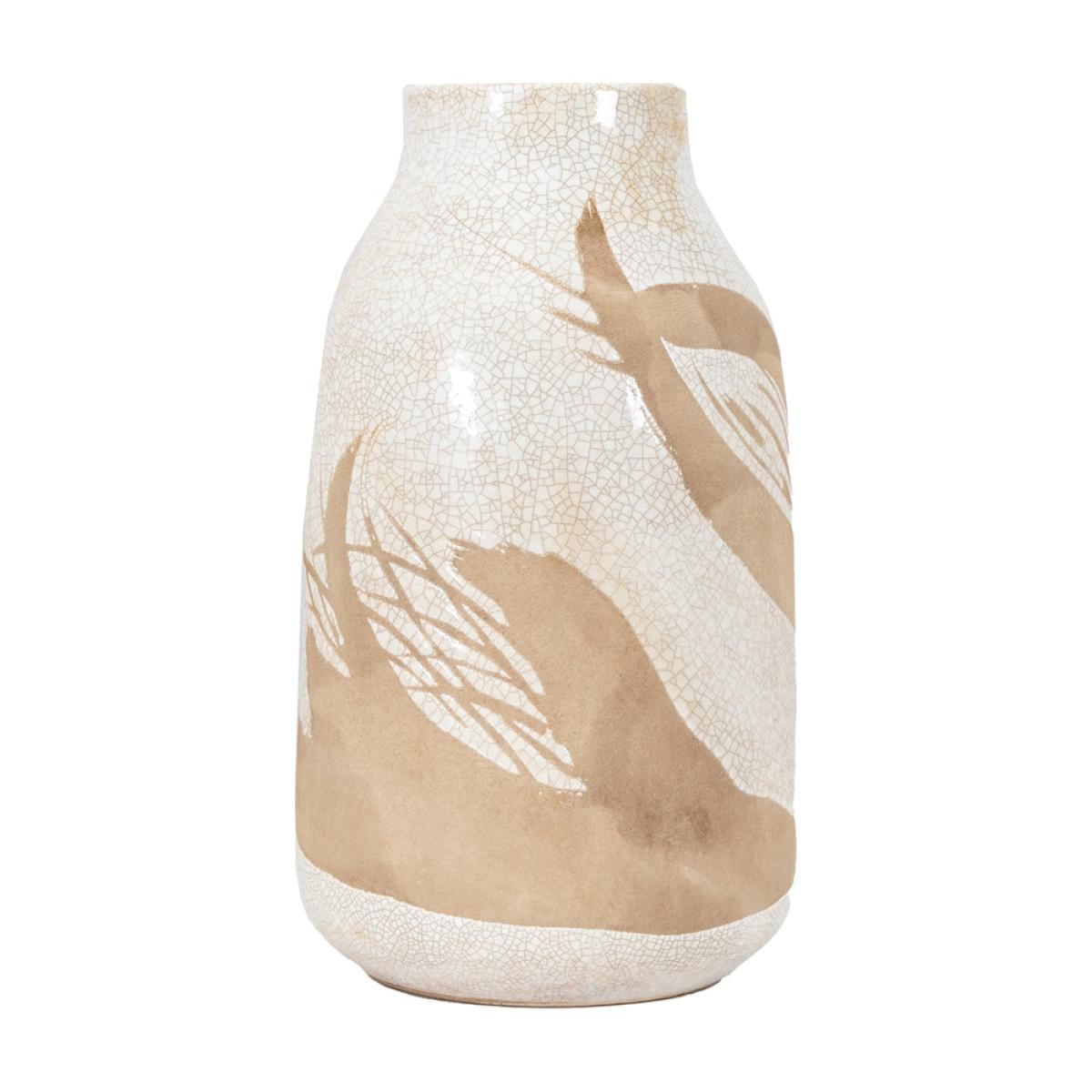 Gallery Interiors Yoya Vase in Reactive White & Brown / Large – image 2