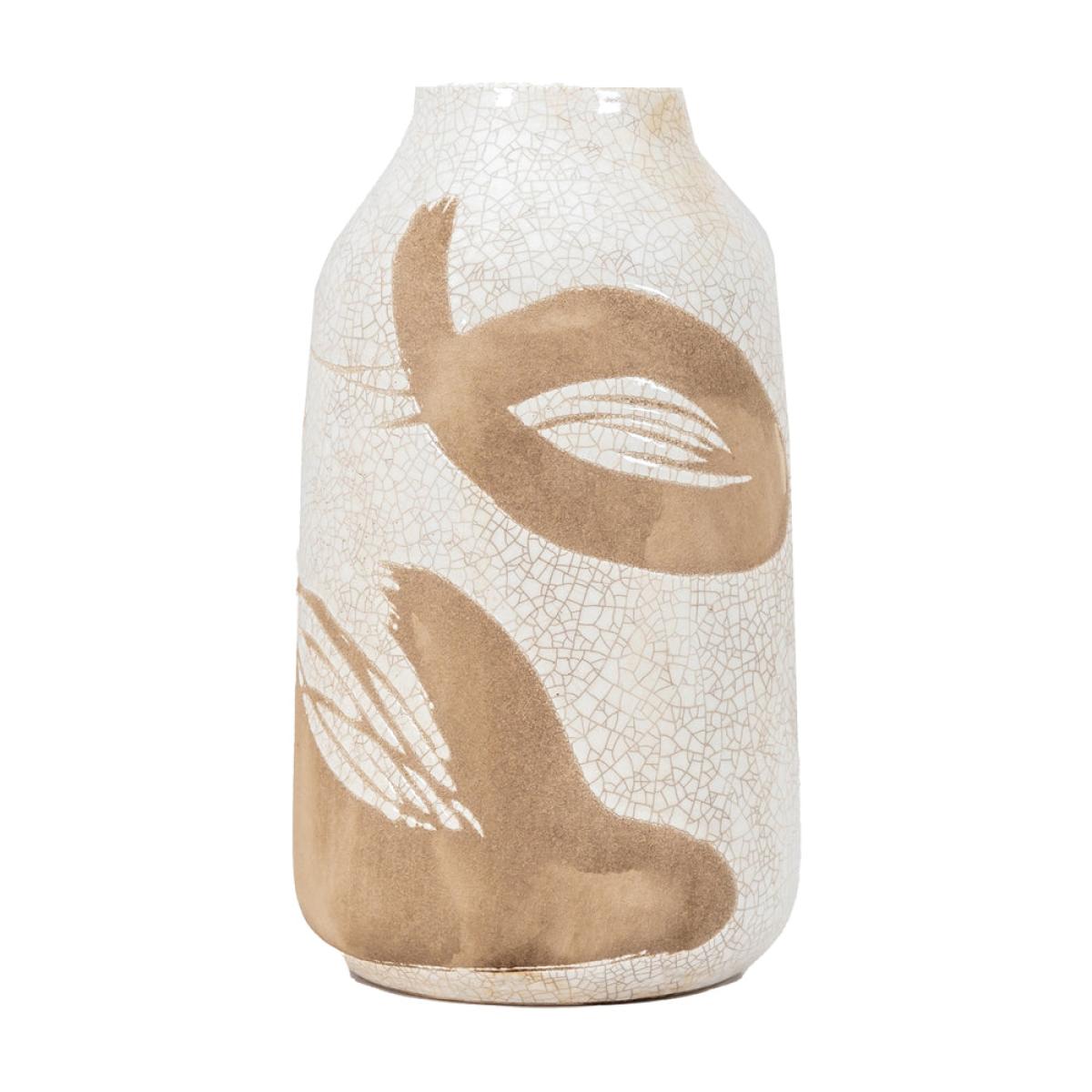 Gallery Interiors Yoya Vase in Reactive White & Brown / Large – image 3