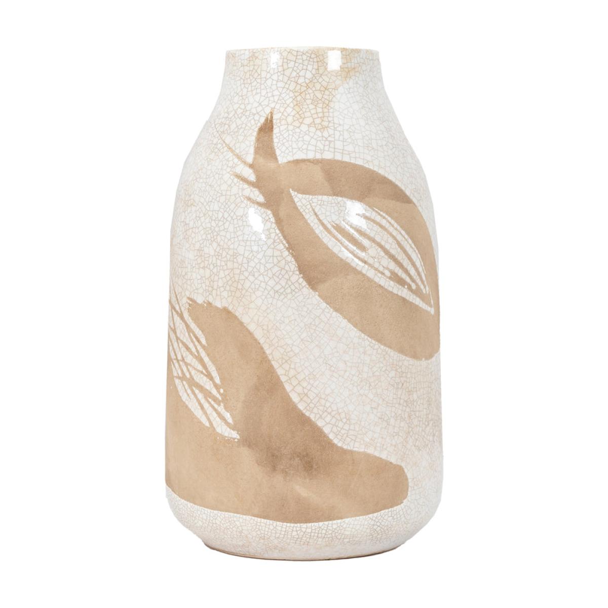 Gallery Interiors Yoya Vase in Reactive White & Brown / Large – image 6