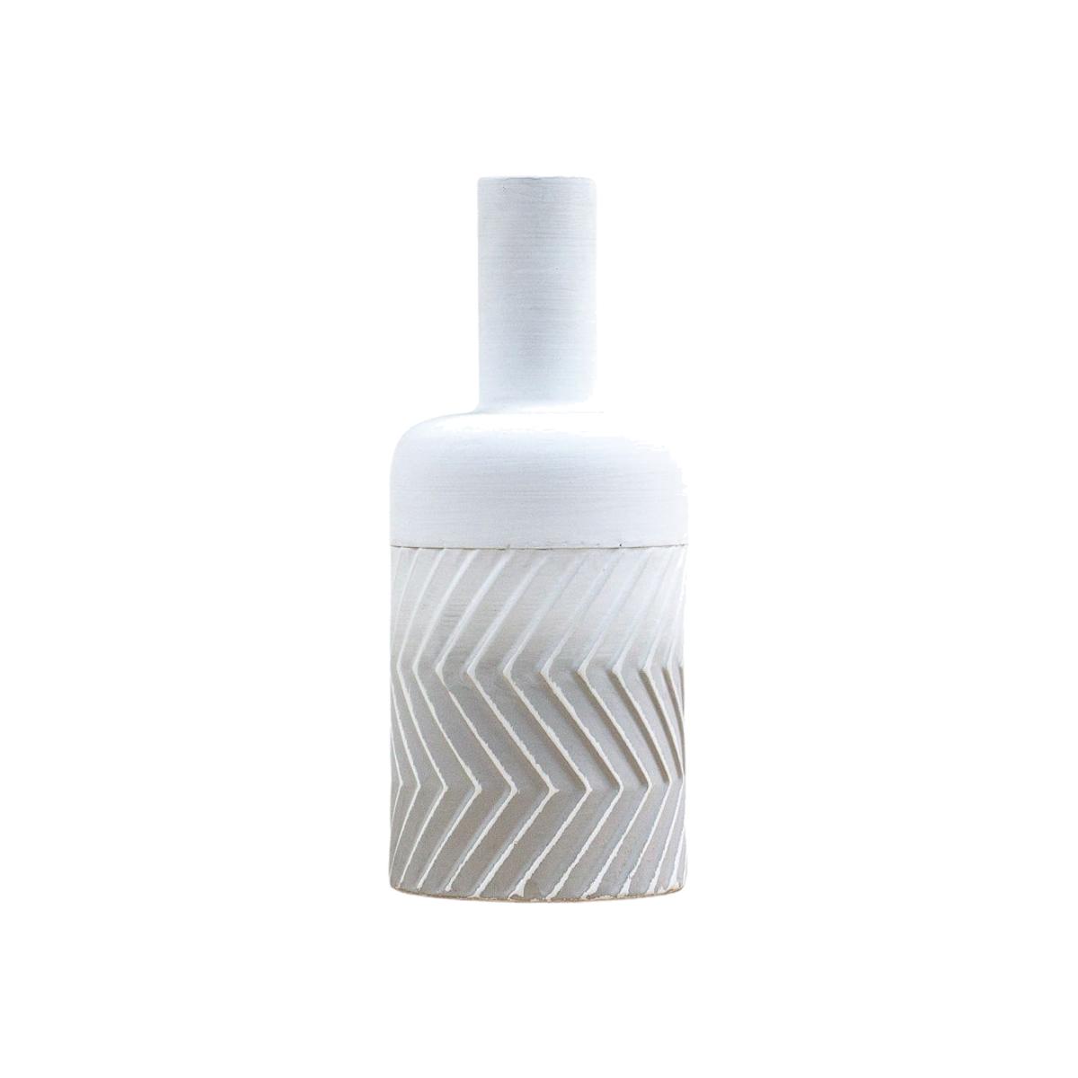 Gallery Interiors Madina Vase Metal Grey & White / Large – image 1