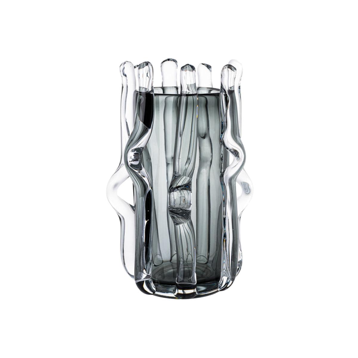Liang & Eimil Aura Glass Vase Large Grey & Clear – image 1