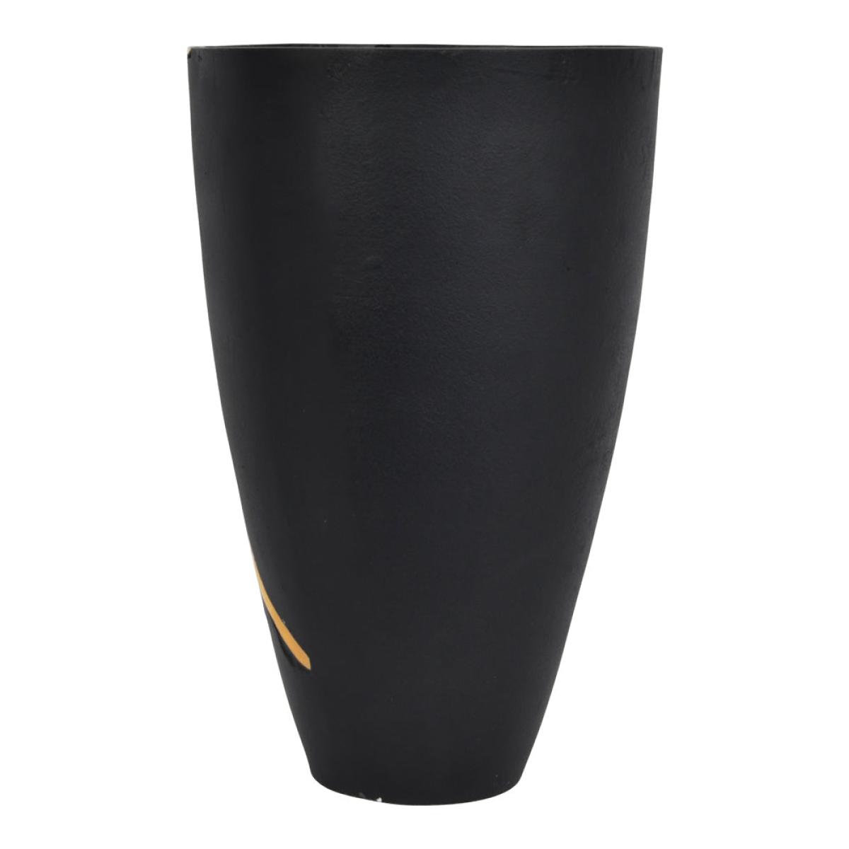 Libra Luxurious Glamour Collection - Arizona Black Aluminium Large Vase With Gold Lava Detail – image 3