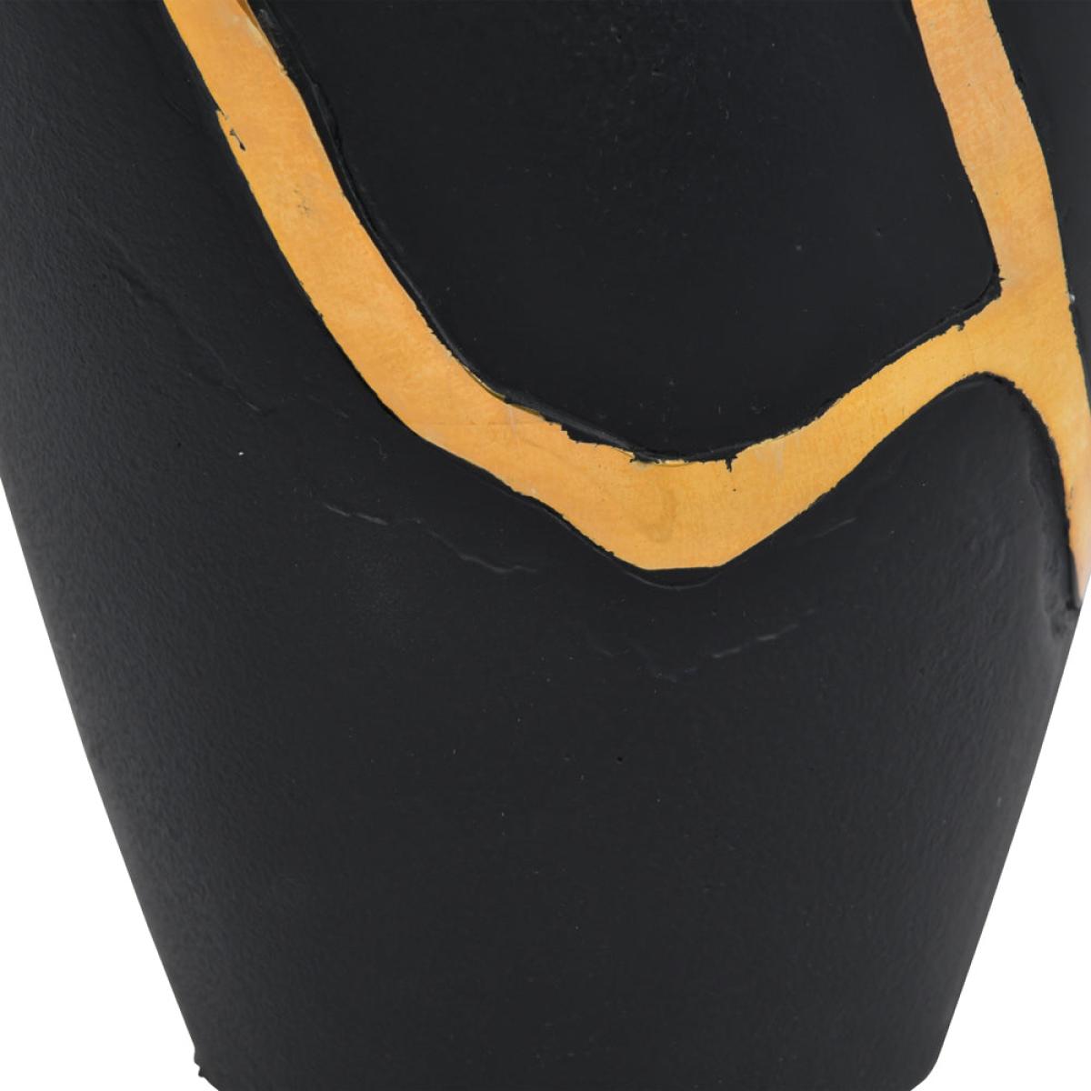 Libra Luxurious Glamour Collection - Arizona Black Aluminium Large Vase With Gold Lava Detail – image 5