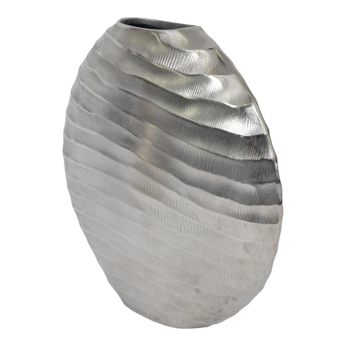 Libra Midnight Mayfair Collection - Iconic Ripples Silver Aluminium Elliptical Vase Small | Outlet – image 2