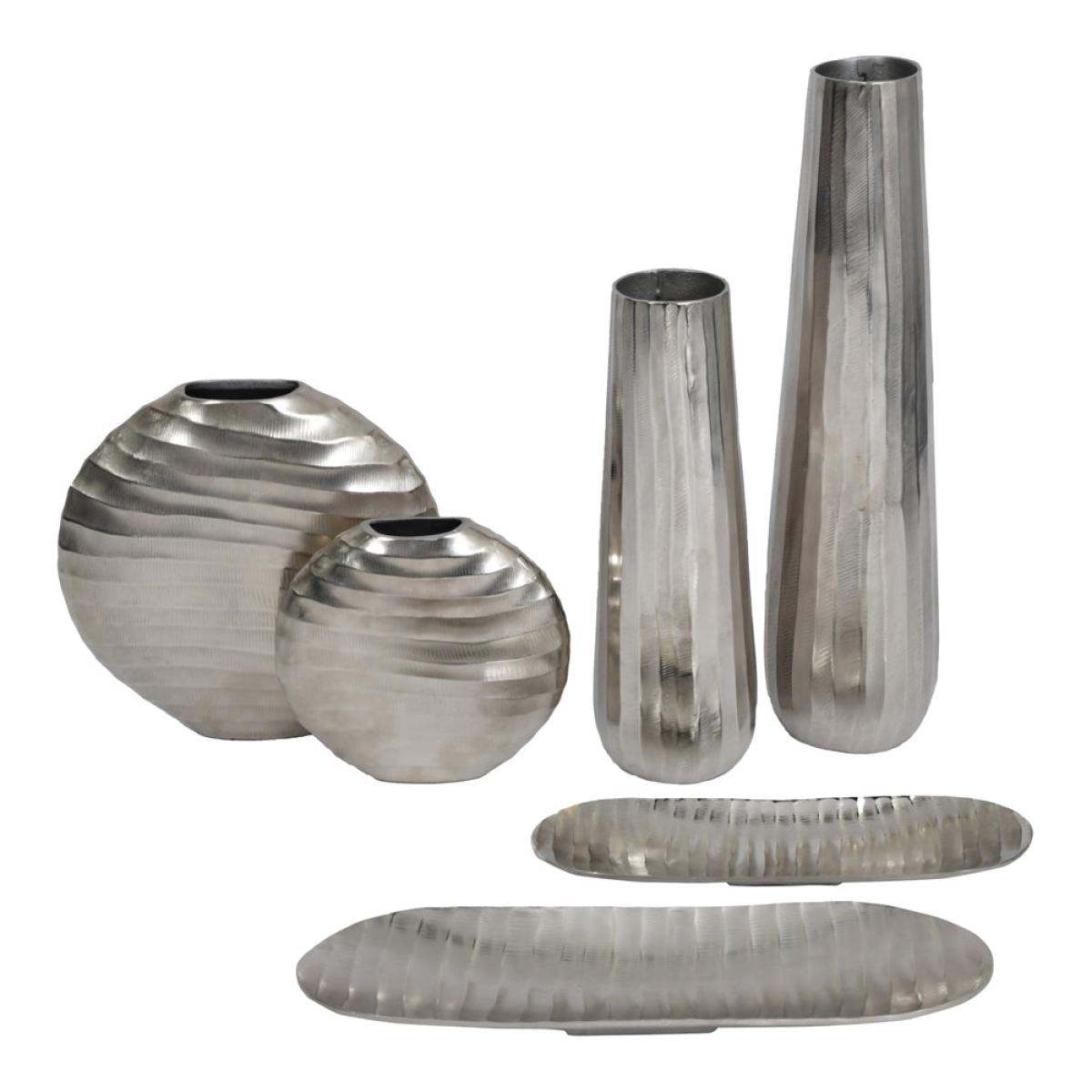 Libra Iconic Ripples Silver Aluminium Tapered Vase 70 cm – image 5