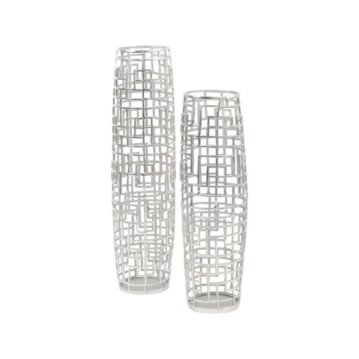 Libra Timor Grid Small Barrel Vase Silver – image 2