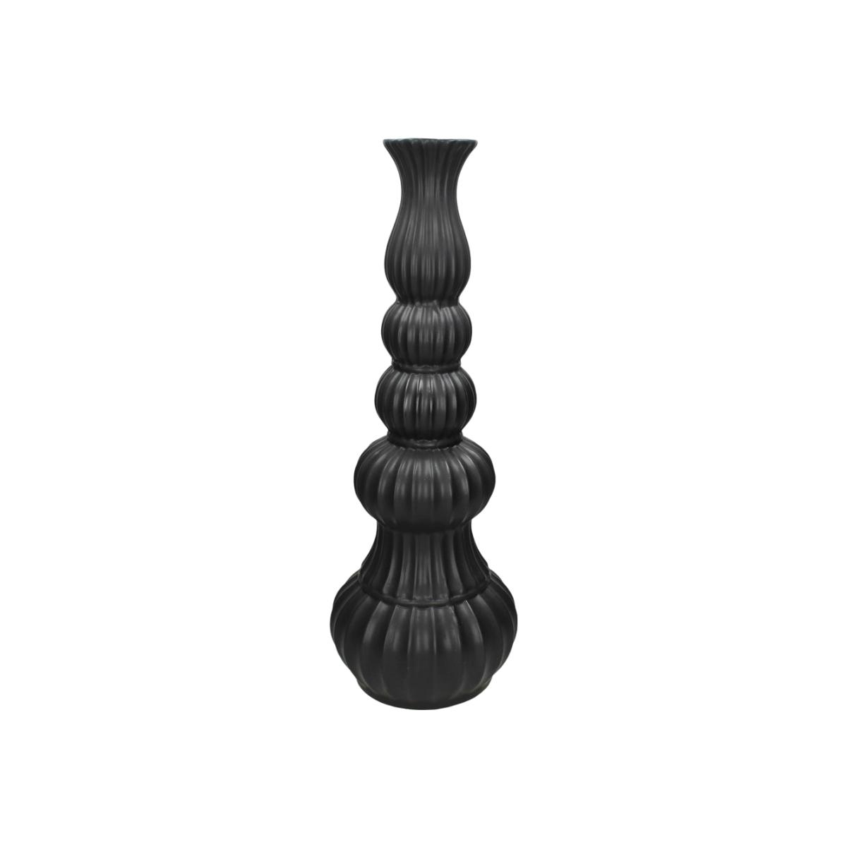 Libra Black Bolbous Earthenware Vase Large
