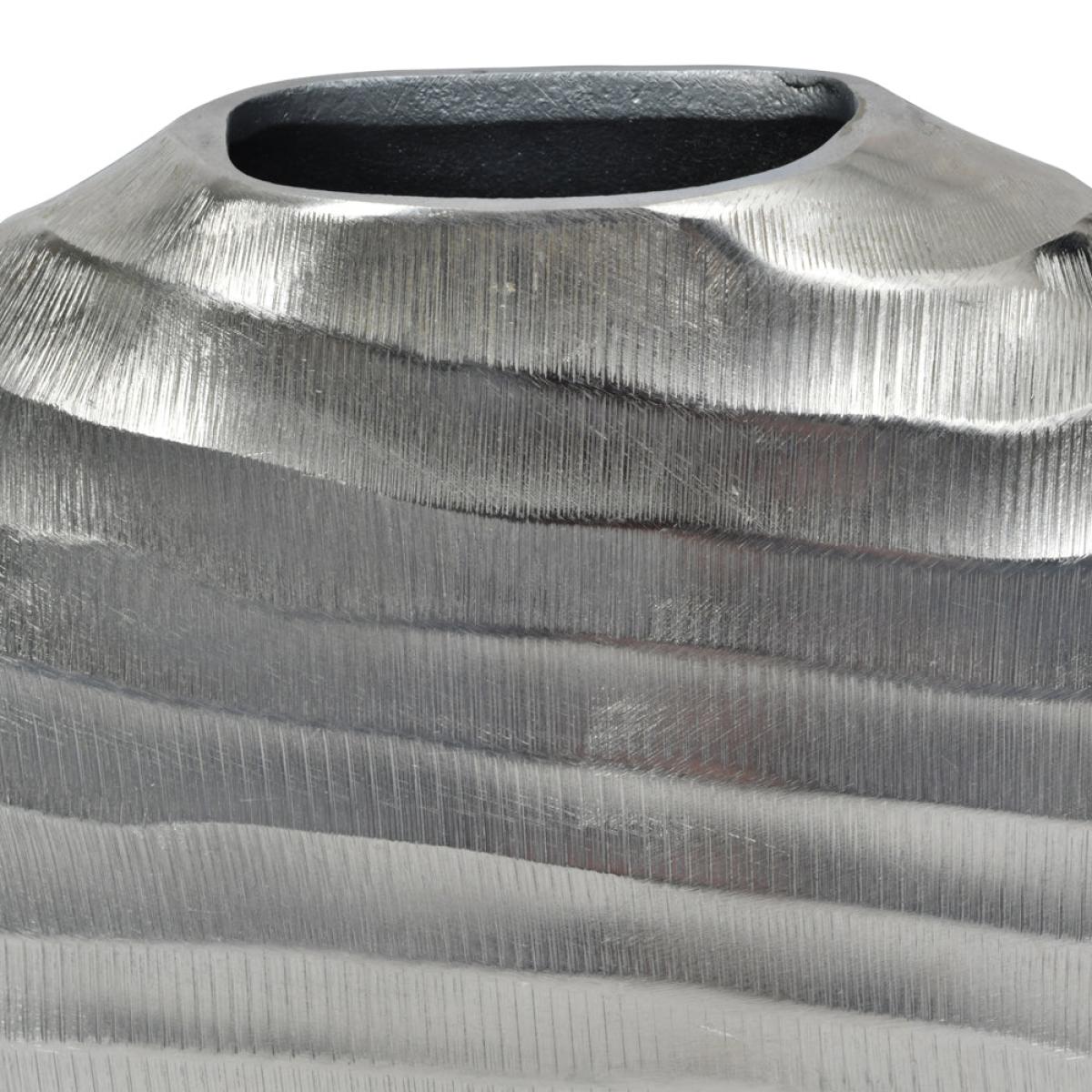 Libra Midnight Mayfair Collection - Large Iconic Ripples Silver Aluminium Elliptical Vase - Discontinued – image 4
