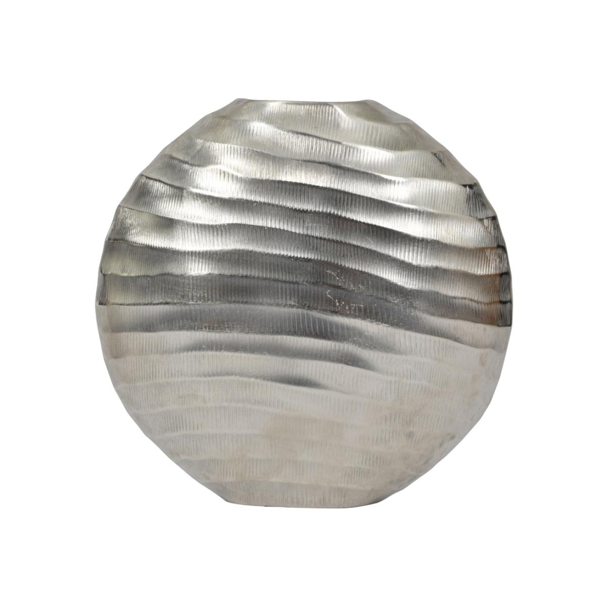 Libra Midnight Mayfair Collection - Large Iconic Ripples Silver Aluminium Elliptical Vase - Discontinued – image 1