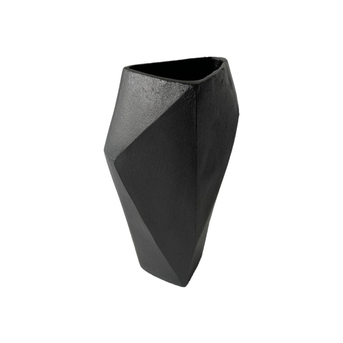 Libra Interiors Cast Aluminium Faceted Black Vase – image 1