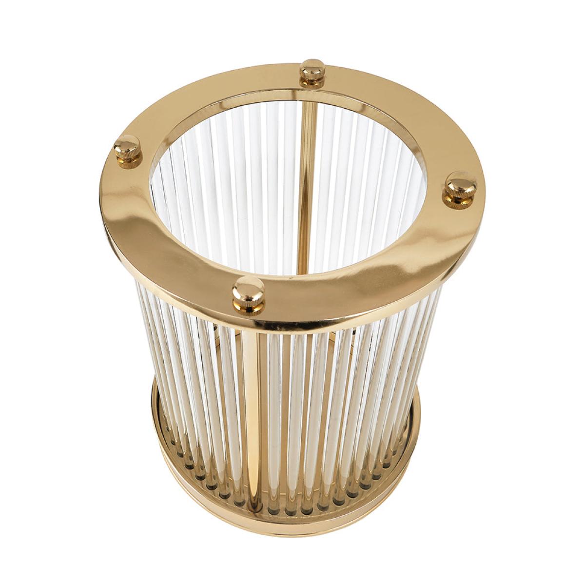 Olivia's Lilia Small Gold Metal and Clear Textured Glass Hurricane – image 2