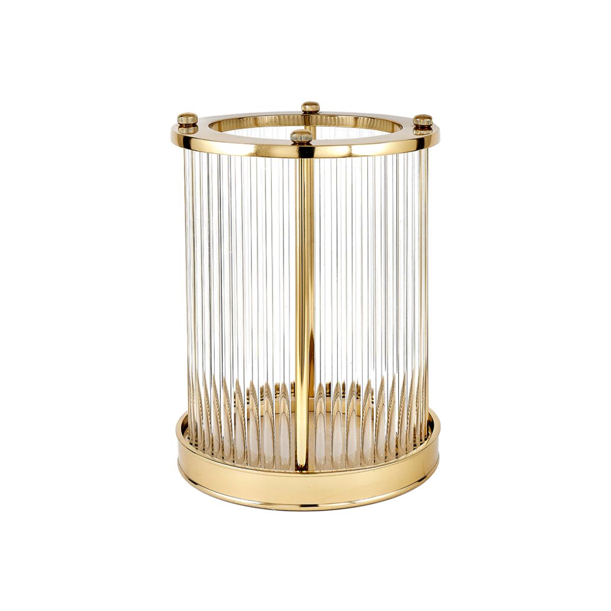 Olivia's Lilia Small Gold Metal and Clear Textured Glass Hurricane – image 1