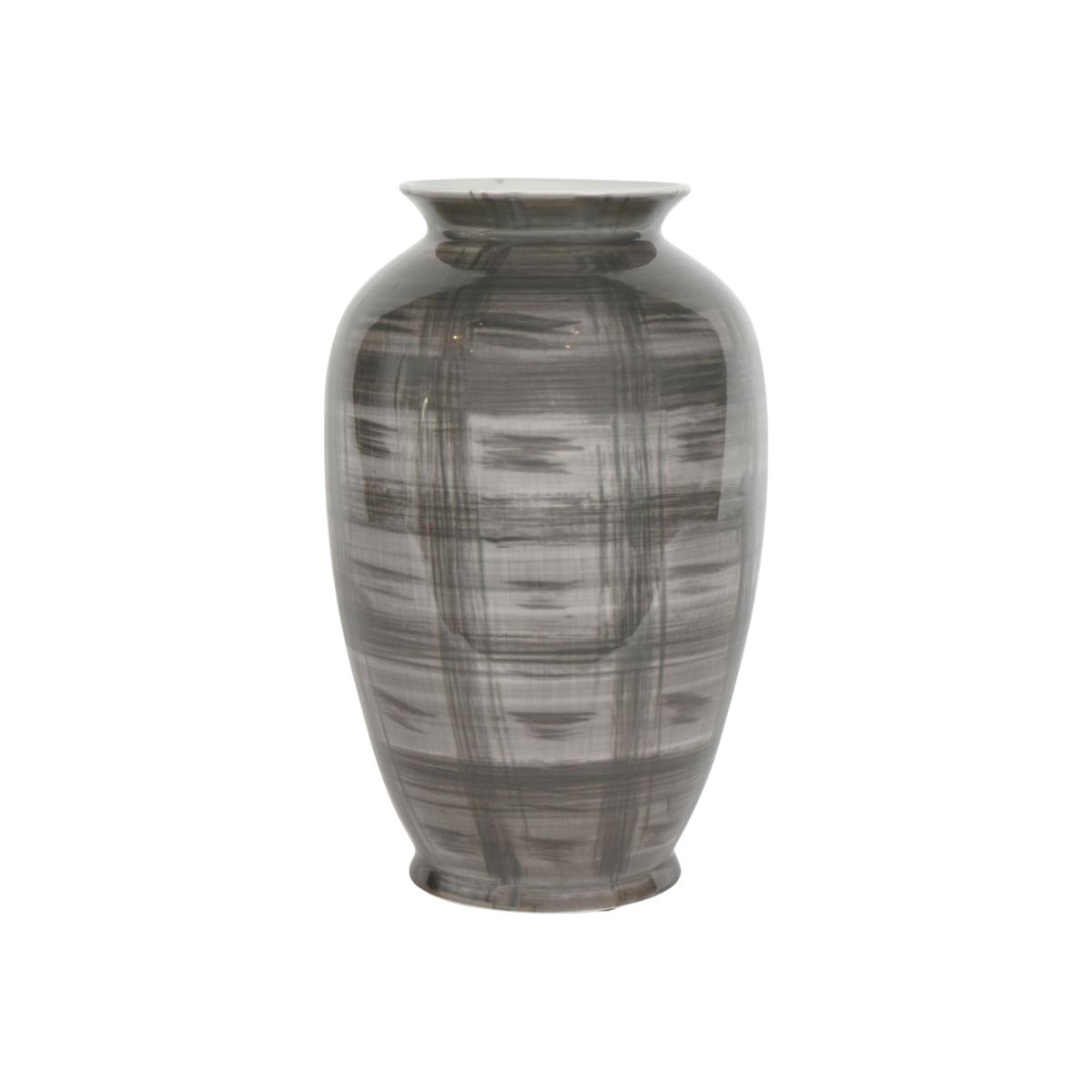 Libra Calm Neutral Collection - Crosshatch Ceramic Vase in Grey – image 1